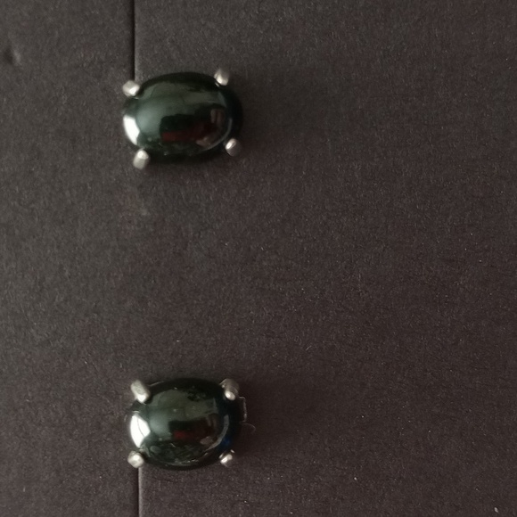 925 Sterling Silver Jewelry - Black Onyx Stone Stud Earrings